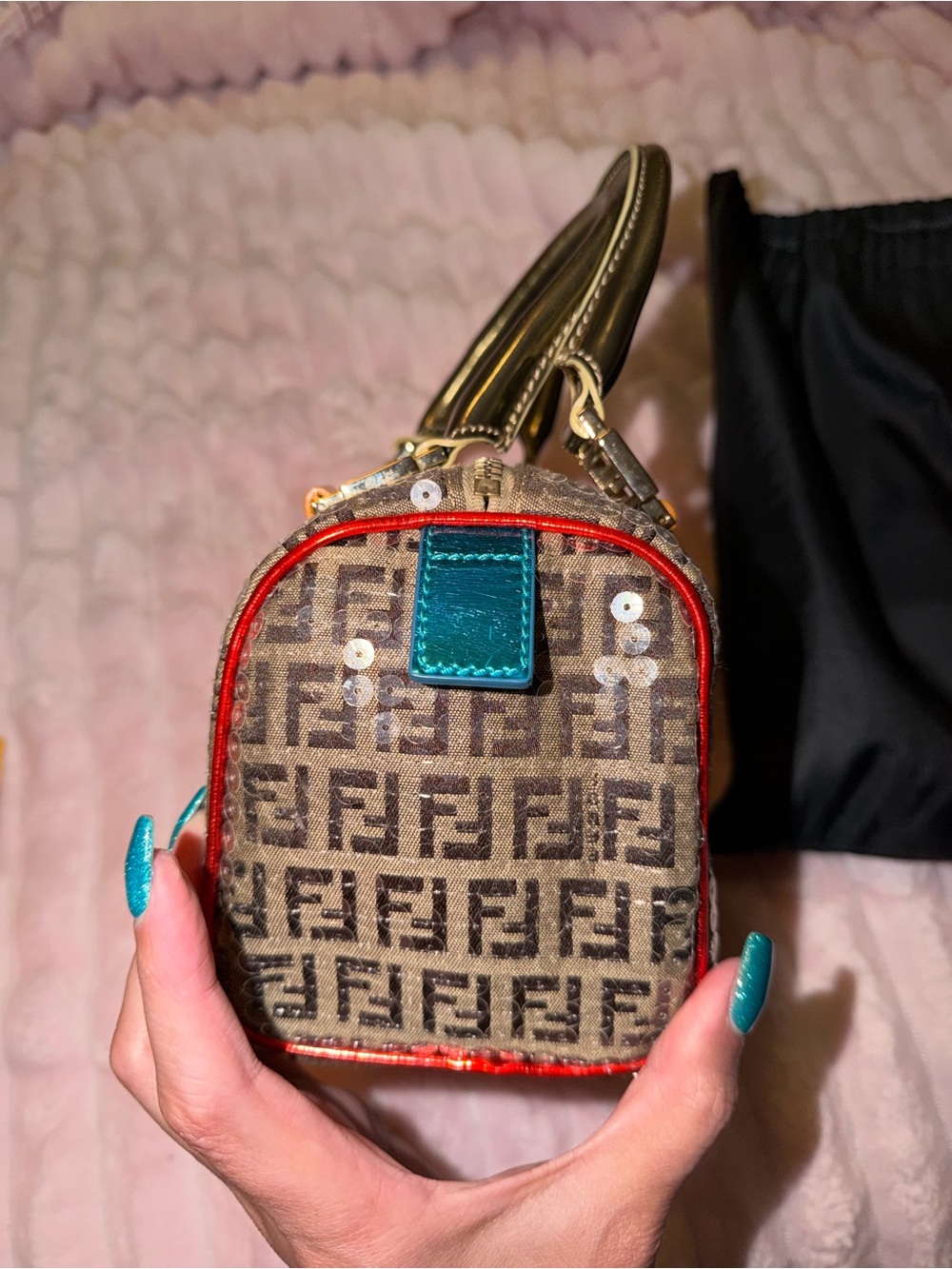 Zucchino Sequin-Embellished Bauletto Boston Bag - Picture 4 of 13